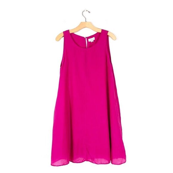 VELVET by Graham & Spencer Esther Silk Voile Tank Babydoll Dress Fuchsia Pink - Picture 1 of 13